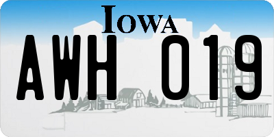 IA license plate AWH019