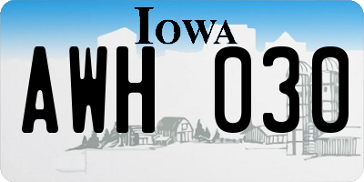 IA license plate AWH030