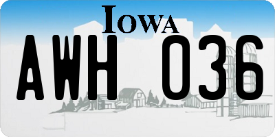 IA license plate AWH036