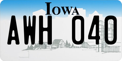 IA license plate AWH040