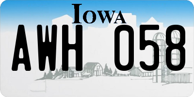 IA license plate AWH058