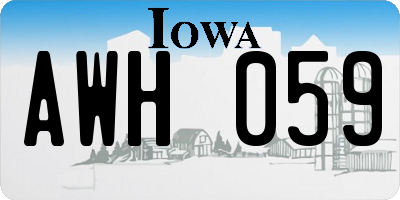 IA license plate AWH059