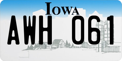 IA license plate AWH061