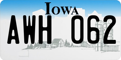 IA license plate AWH062