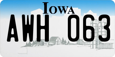 IA license plate AWH063