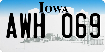IA license plate AWH069