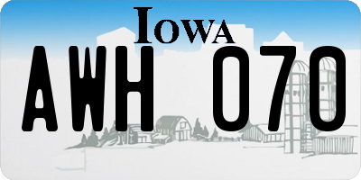 IA license plate AWH070