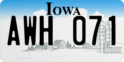 IA license plate AWH071
