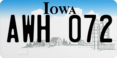 IA license plate AWH072