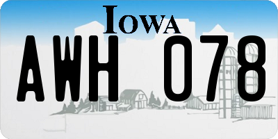 IA license plate AWH078