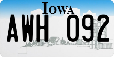 IA license plate AWH092