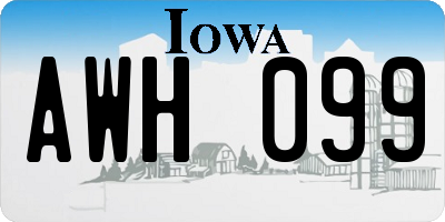 IA license plate AWH099