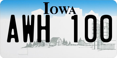 IA license plate AWH100