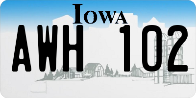 IA license plate AWH102