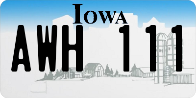IA license plate AWH111
