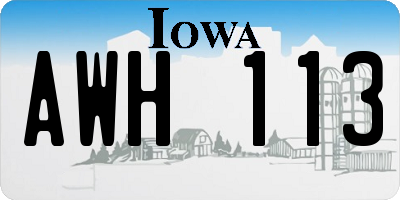 IA license plate AWH113