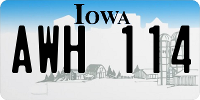 IA license plate AWH114