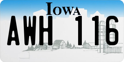 IA license plate AWH116