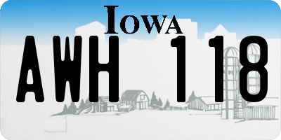 IA license plate AWH118