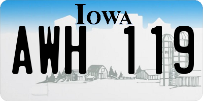 IA license plate AWH119