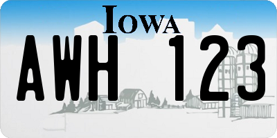 IA license plate AWH123