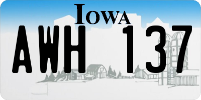 IA license plate AWH137
