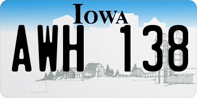 IA license plate AWH138