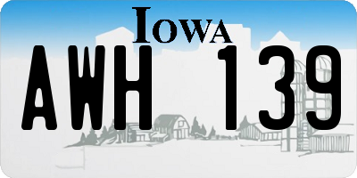 IA license plate AWH139