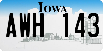 IA license plate AWH143