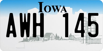 IA license plate AWH145
