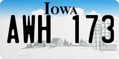 IA license plate AWH173
