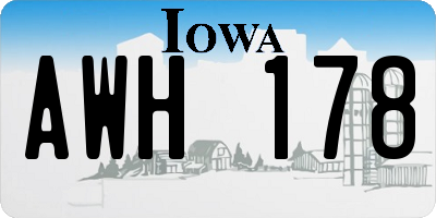 IA license plate AWH178