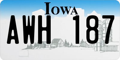 IA license plate AWH187