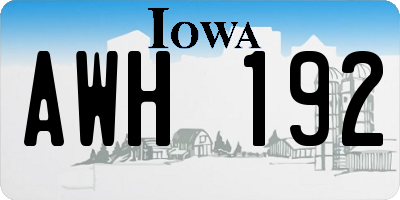 IA license plate AWH192