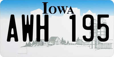 IA license plate AWH195