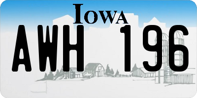 IA license plate AWH196