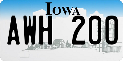 IA license plate AWH200