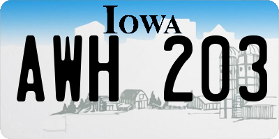 IA license plate AWH203
