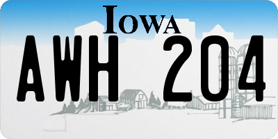 IA license plate AWH204