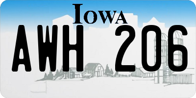 IA license plate AWH206