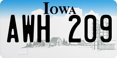 IA license plate AWH209