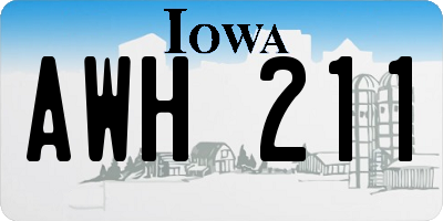 IA license plate AWH211