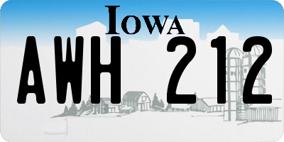 IA license plate AWH212