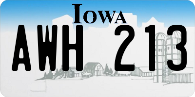 IA license plate AWH213