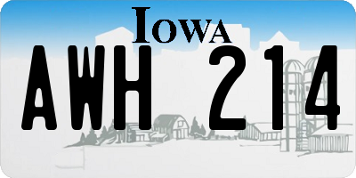 IA license plate AWH214