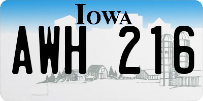 IA license plate AWH216