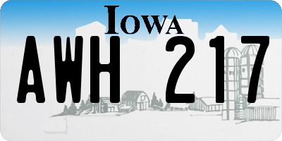 IA license plate AWH217