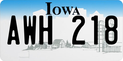 IA license plate AWH218