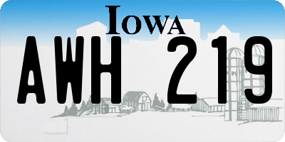 IA license plate AWH219