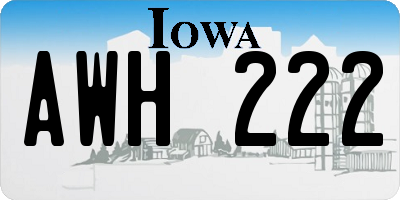 IA license plate AWH222